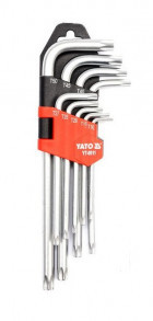 Набор инструментов Yato Набор ключей TORX Г-образных средних (L=72-174 мм) с отверстием 9 предметов (YT-0511) - фото 1 - id-p108375783