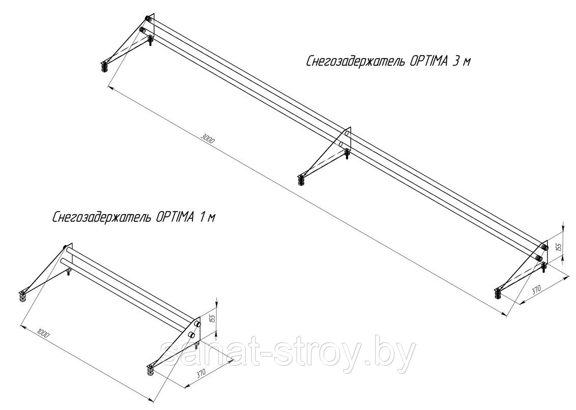 Снегозадержатель трубчатый универсальный Optima RAL 3005 Красное вино 1м - фото 2 - id-p173978415