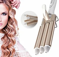 Тройная плойка для создания средних локонов Hair Curler Wang D22