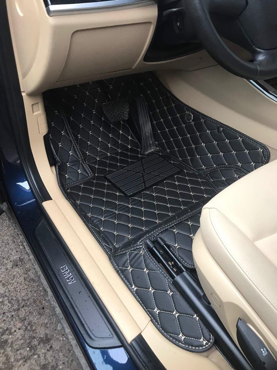 Audi A6 11- long ковры салона эко-кожа Черный шов Бежевый 5D - фото 4 - id-p166597705