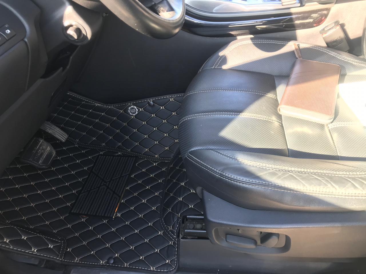Audi A6 11- long ковры салона эко-кожа Черный шов Бежевый 5D - фото 5 - id-p166597705