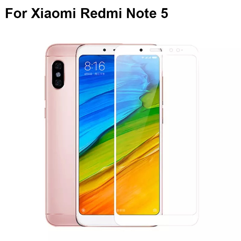 Защитное  стекло Xiaomi Redmi Note 5 (M1803E7SG), белого цвета (полная проклейка)