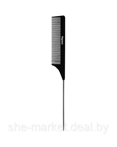 Расческа парикмахерская с металлическим хвостиком «Carbon fiber» 231*27 мм (Капус, Kapous) - фото 1 - id-p173995549