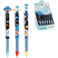 Ручка шариковая автоматическая MESHU "Space Aliens" синяя, 0,5мм, грип, корпус ассорти MS_61000