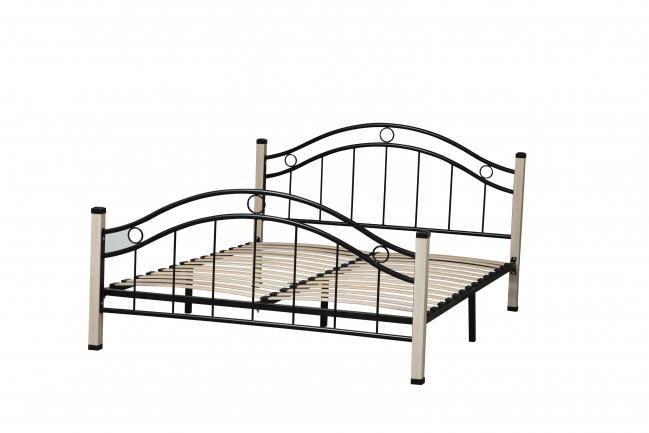 Кровать двухспальная Скарлетт (ш.1600) (дуб сонома / металл: черный) фабрика Олмеко