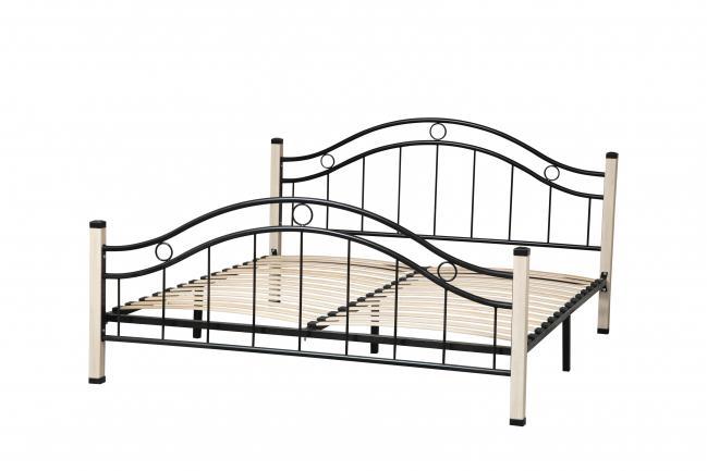 Кровать двухспальная Скарлетт (ш.1800) (дуб сонома / металл: черный) фабрика Олмеко