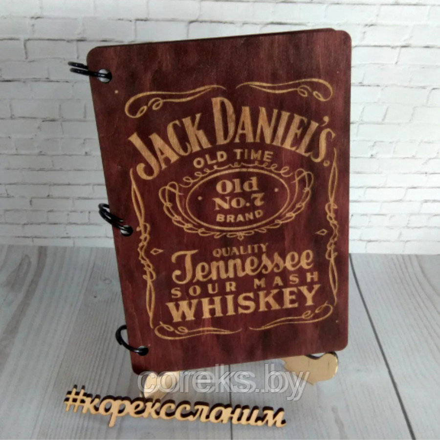 Блокнот в деревянной обложке "Jack Daniel's"