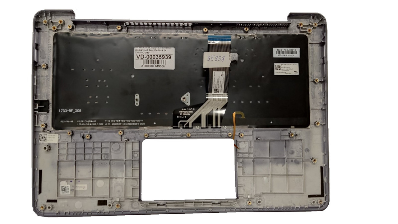 Верхняя часть корпуса (Palmrest) Asus VivoBook 14 X411UN с клавиатурой, с подсветкой, серый - фото 2 - id-p173772995