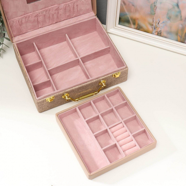 Шкатулка для украшений Розовая комбинированный чемодан 8х18х23 см - фото 3 - id-p174088639