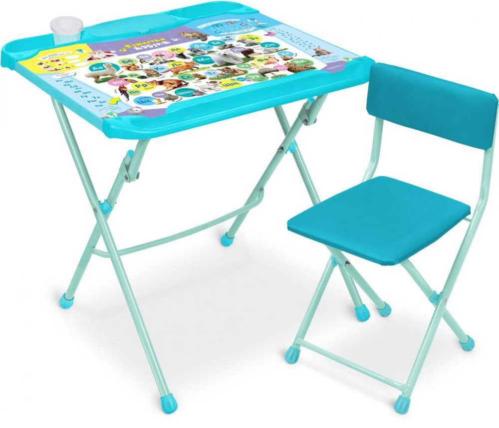 Комплект детской мебели складной НИКА КНД4/3 Пушистая Азбука (регулируемый стол с подножкой и пеналами+стул с