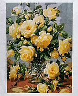 Рисование по номерам на холсте "Букет жёлтых роз", без подрамника