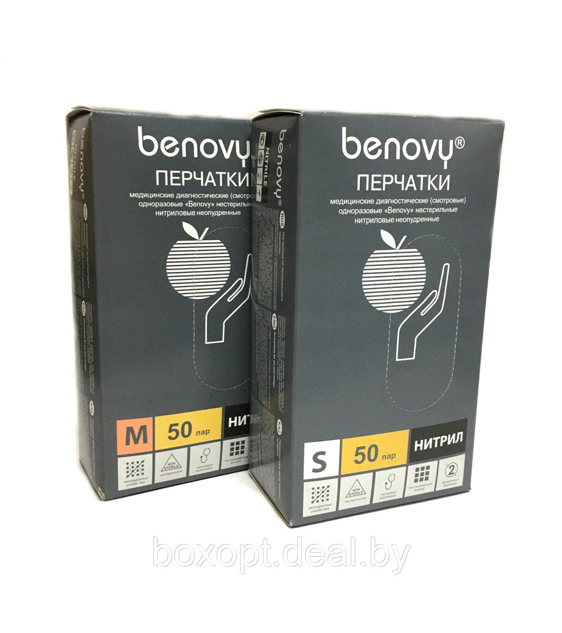Перчатки нитриловые Benovy (черные) - 100 шт (50 пар), M - фото 1 - id-p174101882