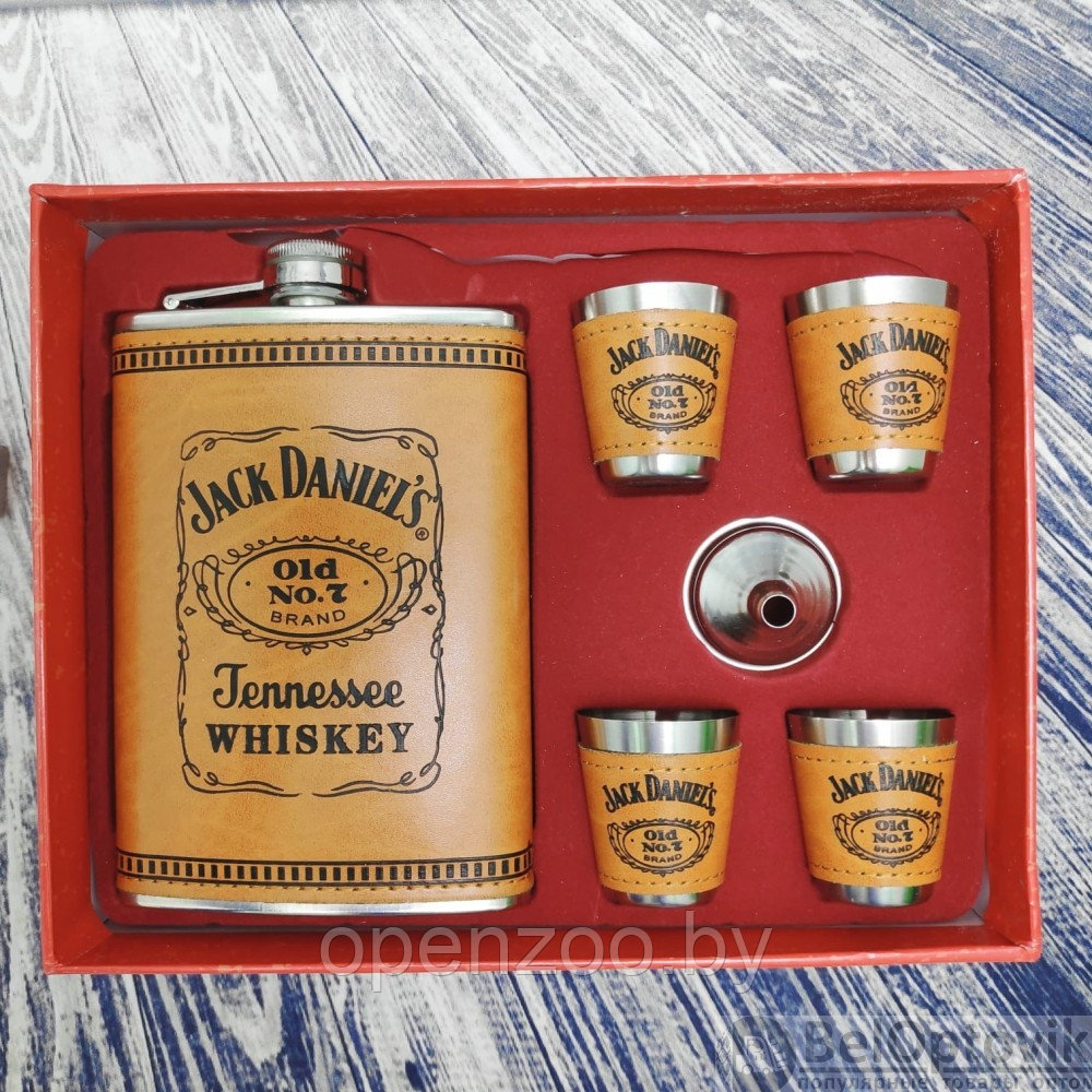 УЦЕНКА Подарочный набор Jack Daniels: фляжка 255 мл, 4 стопки и металлическая воронка M-39 - фото 4 - id-p174131502