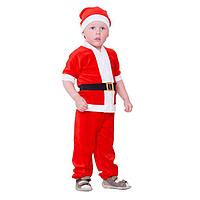 Карнавальный костюм от 1,5-3-х лет "Дед Мороз", велюр, куртка с ремнём, колпак, штаны, рост 92-98 см, цвета