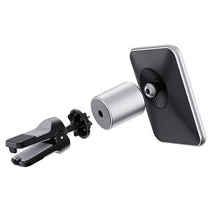 Автодержатель-беспроводное зарядное BOROFONE BH43, магнитный, в решетку, PD iPhone 12, цвет: черный-серебро, фото 2