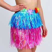 Гавайская юбка, 40 см, двухцветная голубо-розовая