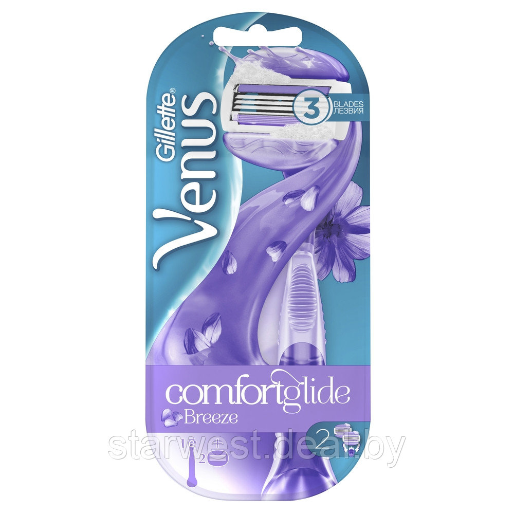 Gillette Venus Breeze Comfortglide с 2 кассетами Бритва / Станок для бритья женский - фото 2 - id-p133933911