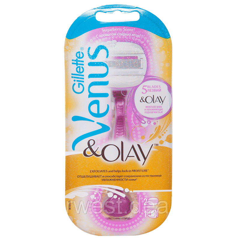 Gillette Venus Olay Comfortglide с 2 кассетами Бритва / Станок для бритья женский - фото 1 - id-p174182194