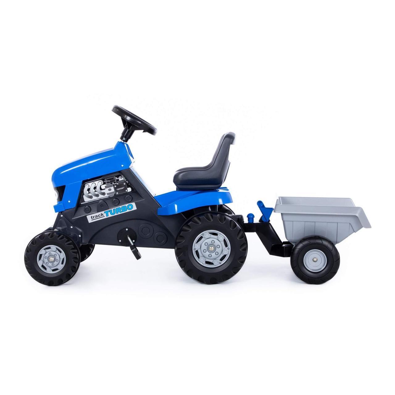 Каталка-трактор с педалями "Turbo" синяя с полуприцепом 84637 - фото 2 - id-p174192100