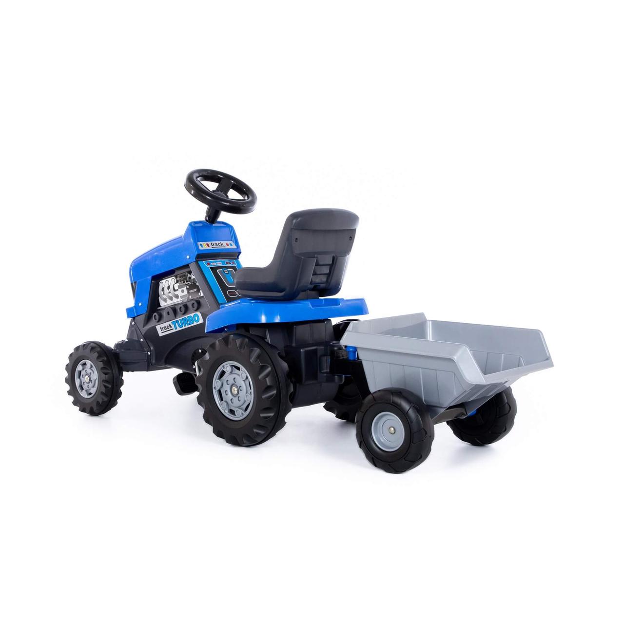 Каталка-трактор с педалями "Turbo" синяя с полуприцепом 84637 - фото 4 - id-p174192100