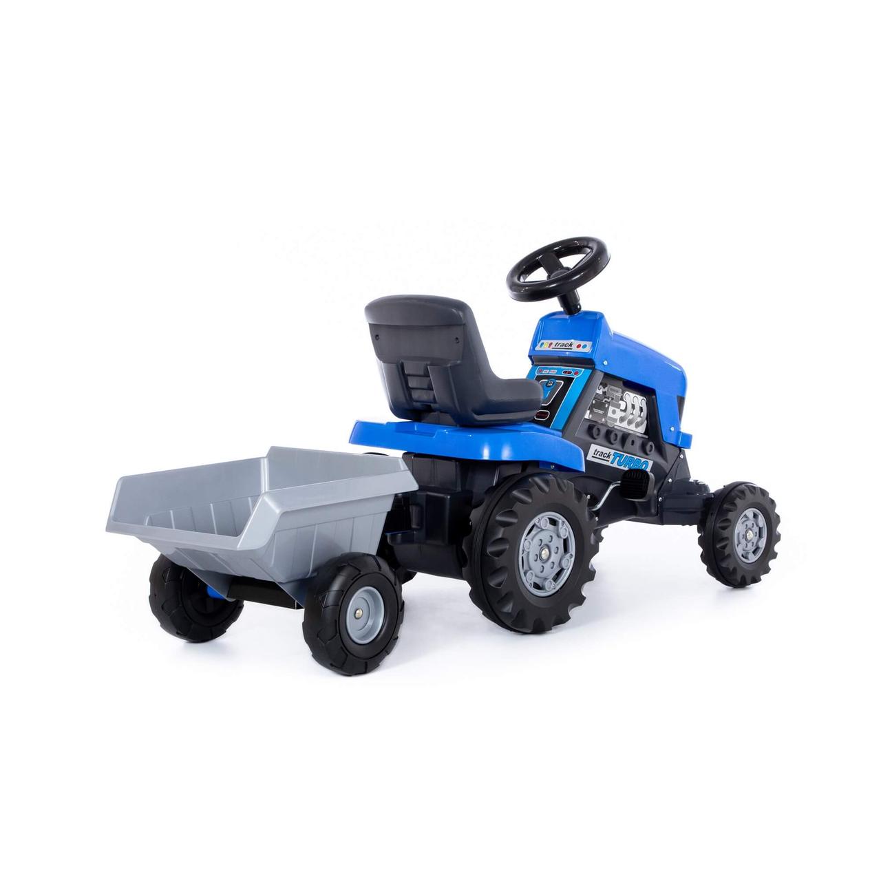 Каталка-трактор с педалями "Turbo" синяя с полуприцепом 84637 - фото 5 - id-p174192100