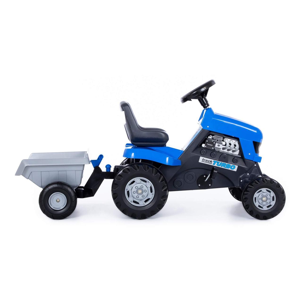 Каталка-трактор с педалями "Turbo" синяя с полуприцепом 84637 - фото 6 - id-p174192100