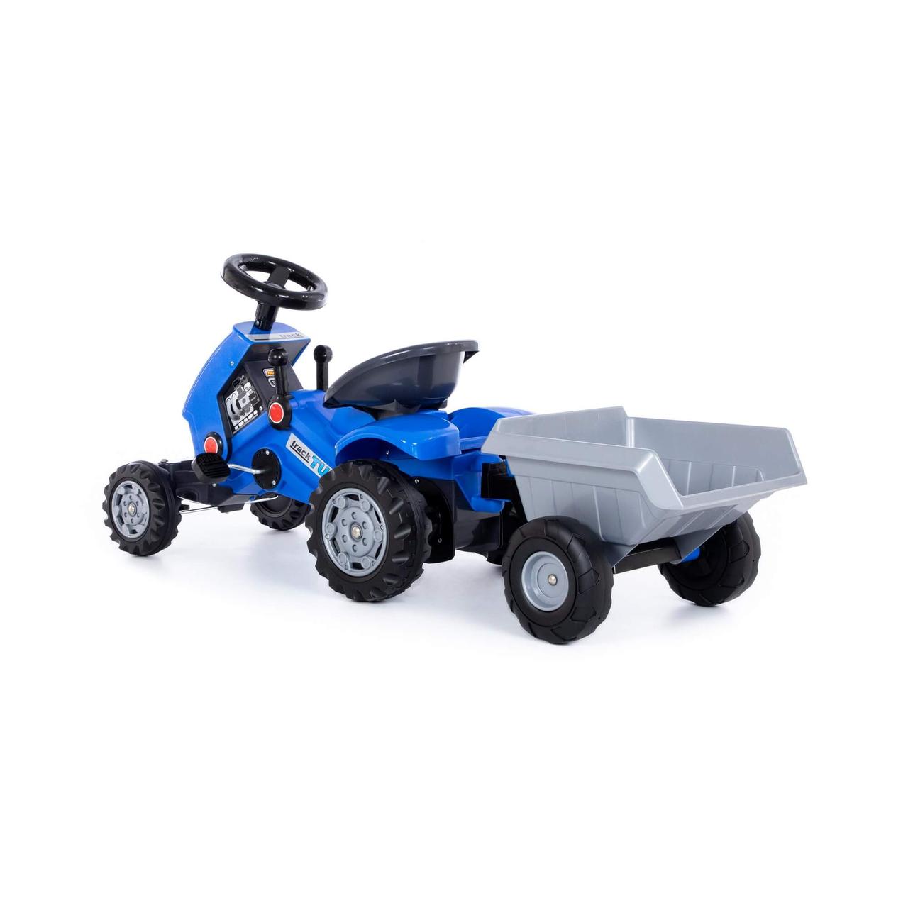 Каталка-трактор с педалями "Turbo-2" синяя с полуприцепом 84651 - фото 3 - id-p174192101