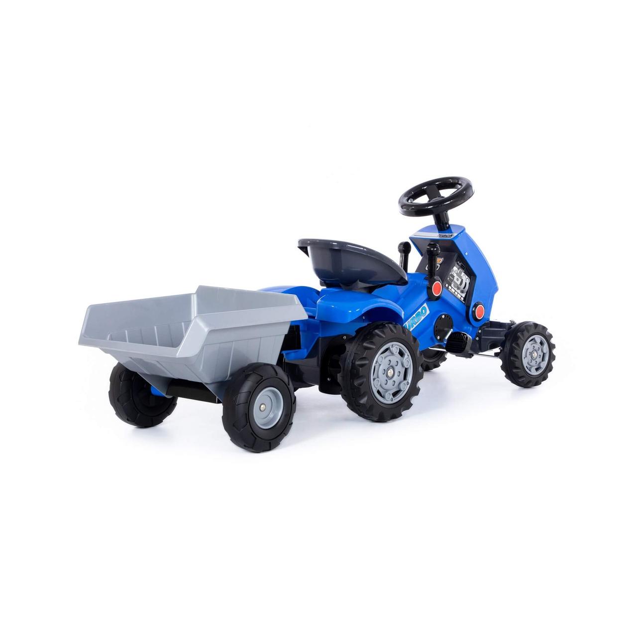 Каталка-трактор с педалями "Turbo-2" синяя с полуприцепом 84651 - фото 4 - id-p174192101