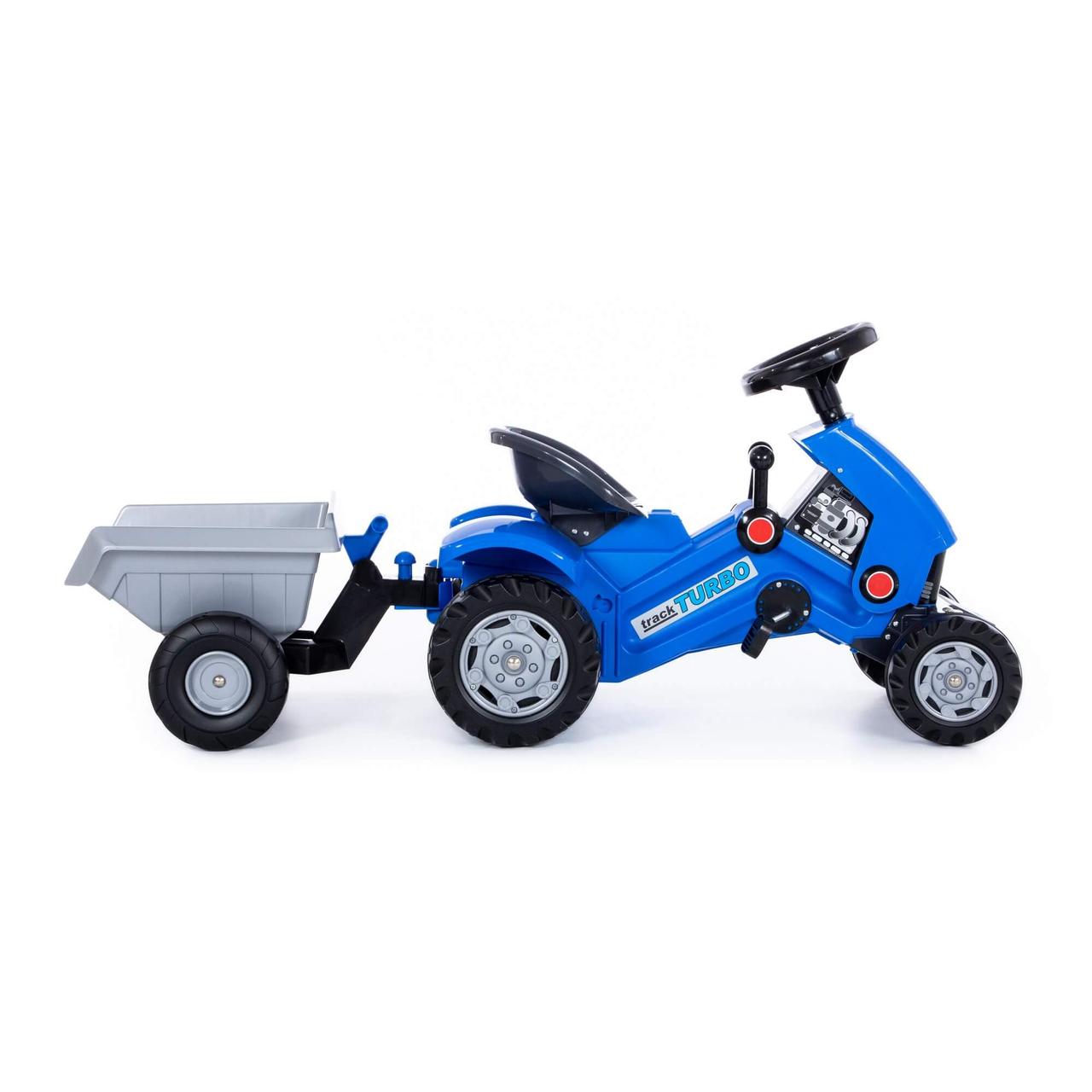 Каталка-трактор с педалями "Turbo-2" синяя с полуприцепом 84651 - фото 5 - id-p174192101