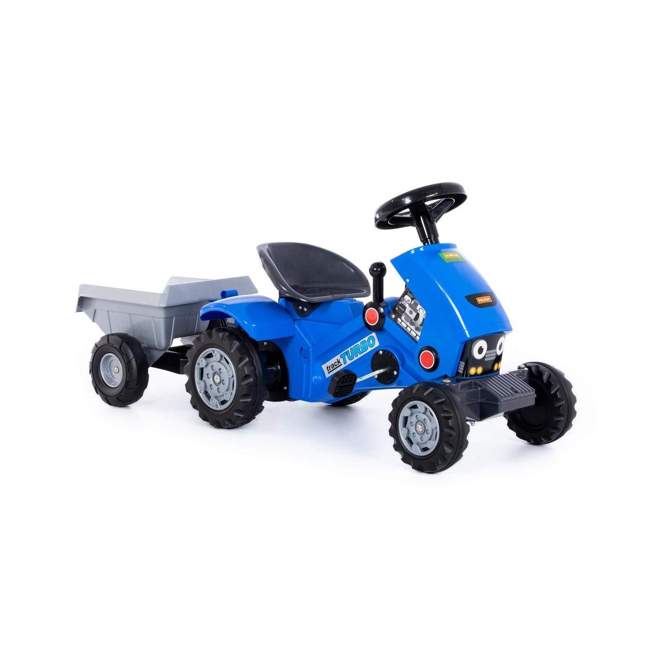 Каталка-трактор с педалями "Turbo-2" синяя с полуприцепом 84651 - фото 6 - id-p174192101