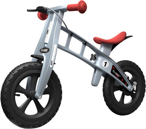 Беговел FirstBIKE Cross с тормозом (серебристый), фото 2