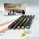 Набор водостойких подводок для глаз Langmanni Eyeliner and Wing Stamp со штампом, 5 цветов, фото 2