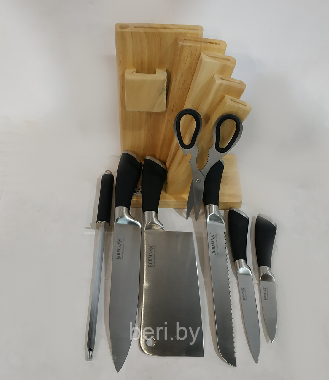 BH-5071 Набор ножей Bohmann на подставке с точилкой и ножницами - фото 3 - id-p174236965