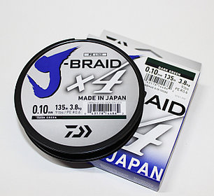 Леска плетеная "DAIWA" "J-Braid X4" 0.10мм 135м зеленая