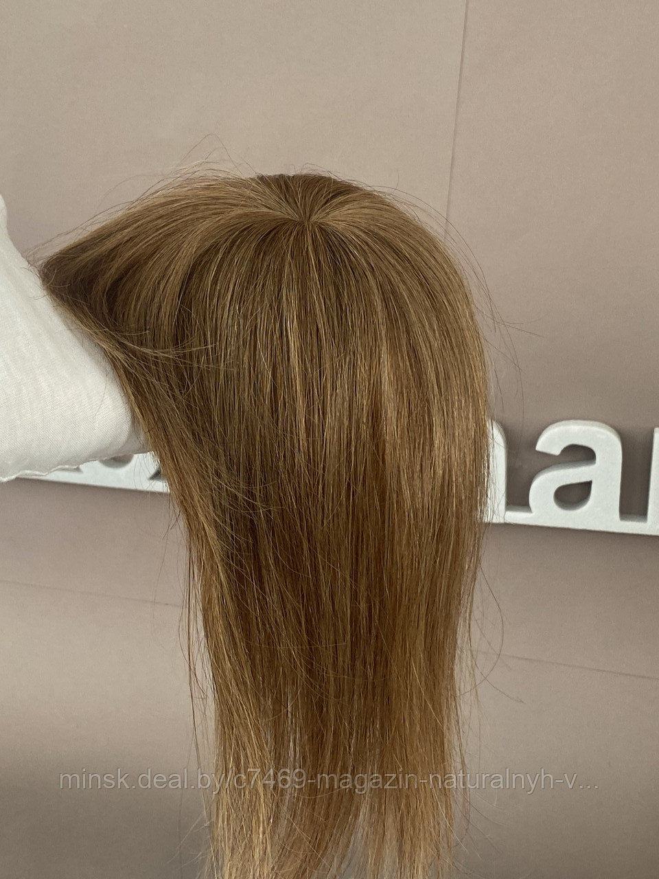 Накладки из натурального волоса с чёлкой (цвет 10 русый однотонный ) - фото 2 - id-p174175953