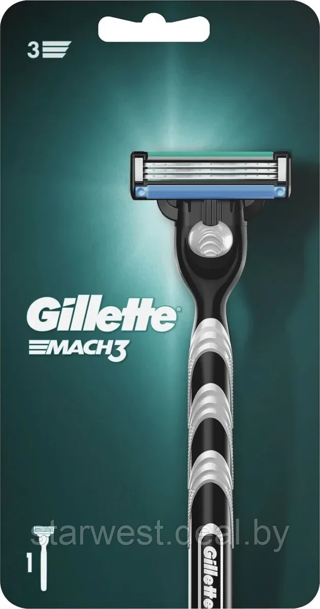 Gillette Mach 3 с 1 кассетой Бритва / Станок для бритья мужской - фото 2 - id-p133703115