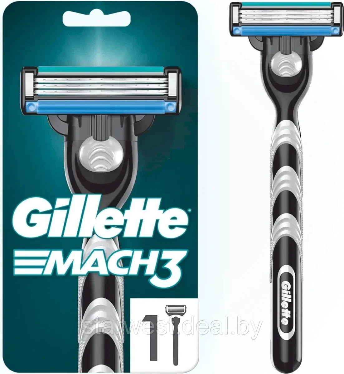 Gillette Mach 3 с 1 кассетой Бритва / Станок для бритья мужской - фото 1 - id-p133703115