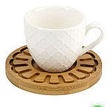 Кофейный набор Nouvelle 13 пр.  6 чашек по 90 мл, 6 бамбуковых блюдец, бамбуковая подставка арт. 2630272, фото 3