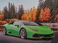 Алмазная картина "Зелёный спорткар" 40*50, на твёрдом подрамнике