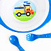 Набор детской посуды «Транспорт Бип-Бип», тарелка на присоске 250мл, вилка, ложка, фото 3