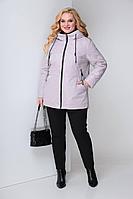 Женская осенняя розовая большого размера куртка Shetti 2064 пудра 50р.
