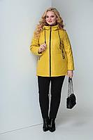 Женская осенняя желтая большого размера куртка Shetti 2064 яркая_горчица 50р.