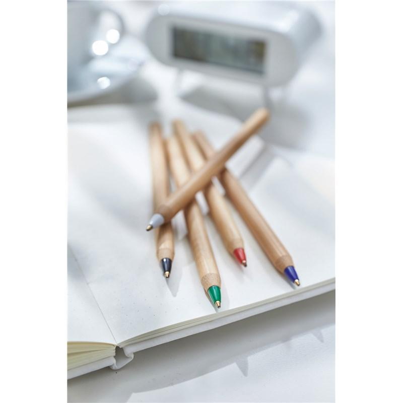 Шариковая ручка из бамбука с цветным наконечником - фото 1 - id-p174350347