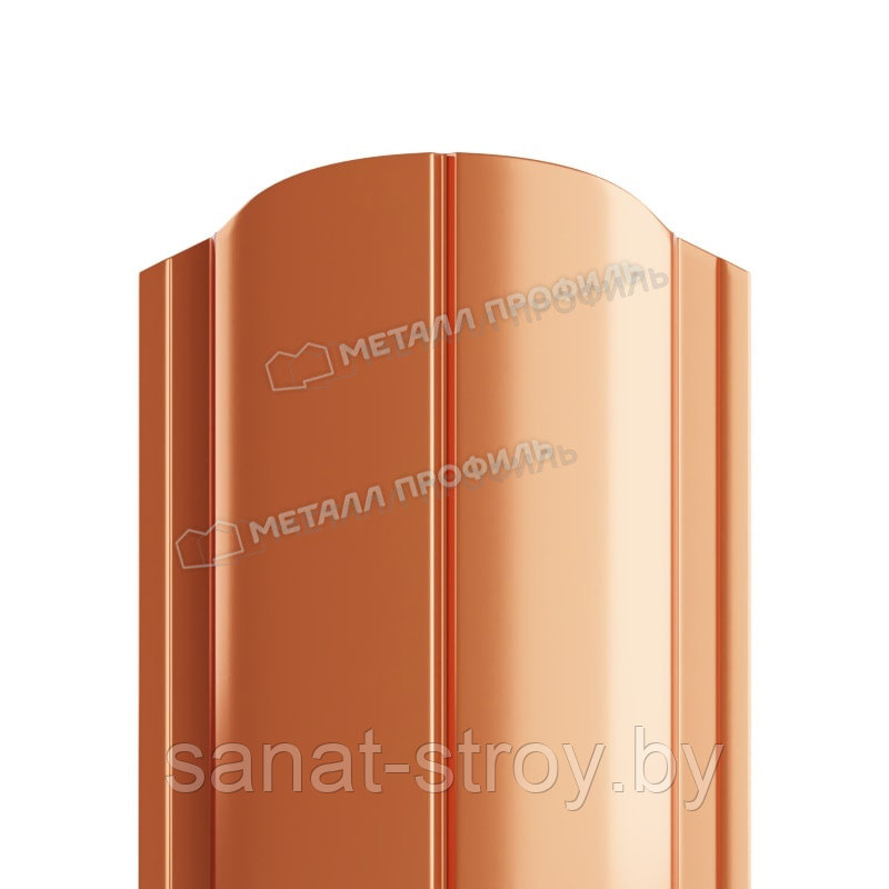 Штакетник металлический МП ELLIPSE-O 19х126 (AGNETA-20-Copper\Copper-0.5) Медный двусторонний