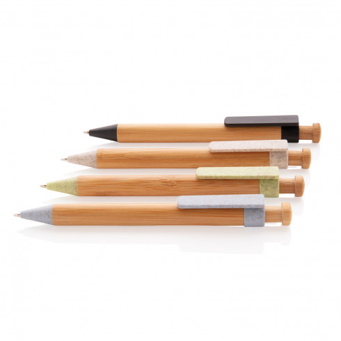 Бамбуковая ручка с клипом из пшеничной соломы - фото 1 - id-p174350489