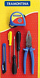Набор строительный Tramontina 6 пр.: плоскогубцы, рулетка 2 м, 2 плоские и 1  крестовая отвертка, нож, фото 4