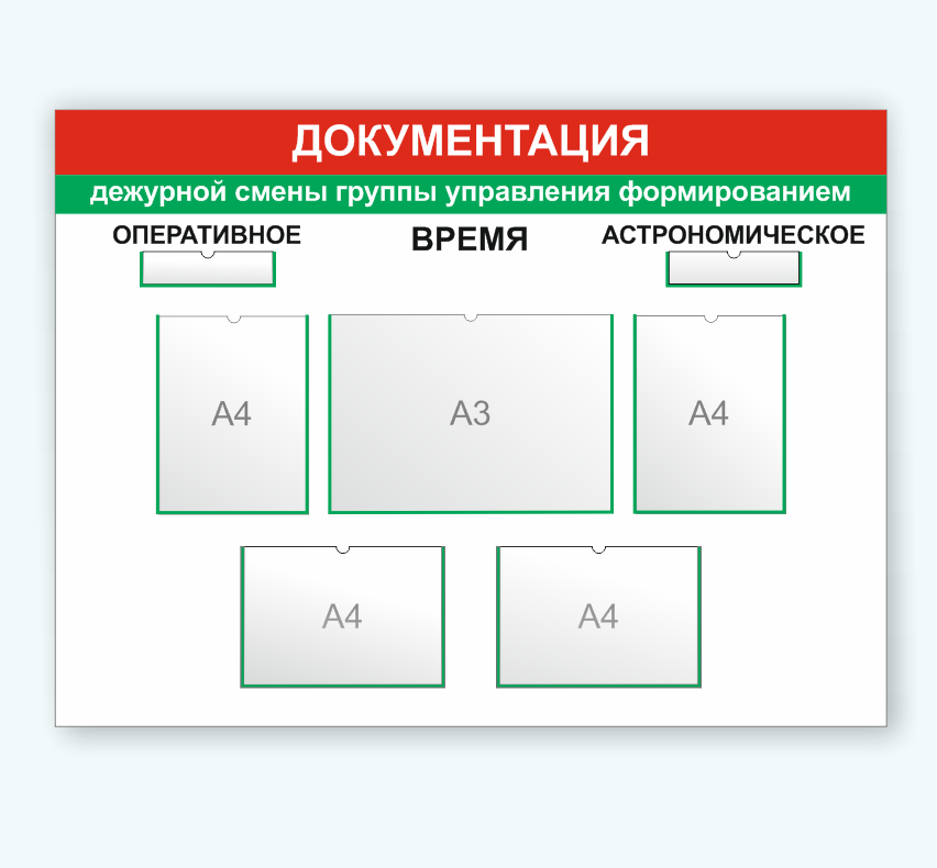 Информационный стенд "Документация дежурной смены группы управления формированием"