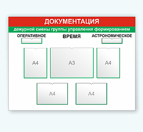 Информационный стенд "Документация дежурной смены группы управления формированием"