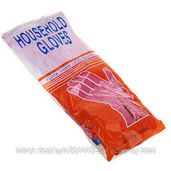 Перчатки хозяйственные, латексные, размер S "Хозяюшка" с х/б напылением, 57гр, цвет розовый, в пакете (Китай)
