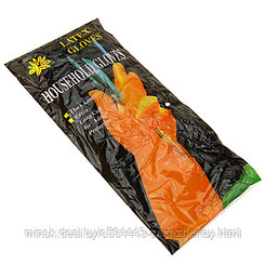 Перчатки хозяйственные, латексные, размер XL "Хозяюшка" 37гр, цвет оранжевый, в пакете (Китай)